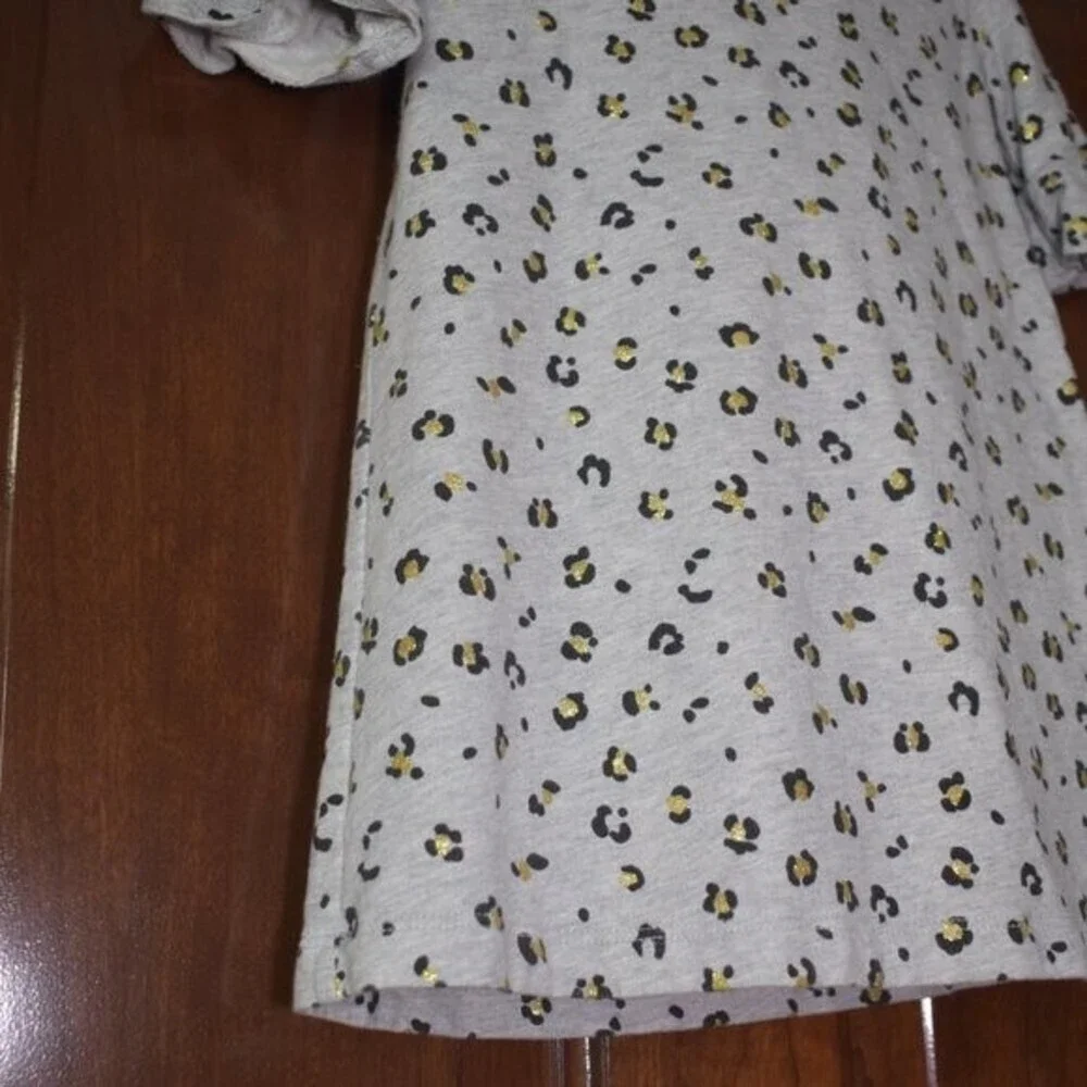 Oshkosh Leopard Print Dress Size 3T Gray Short Sleeve Animal Print